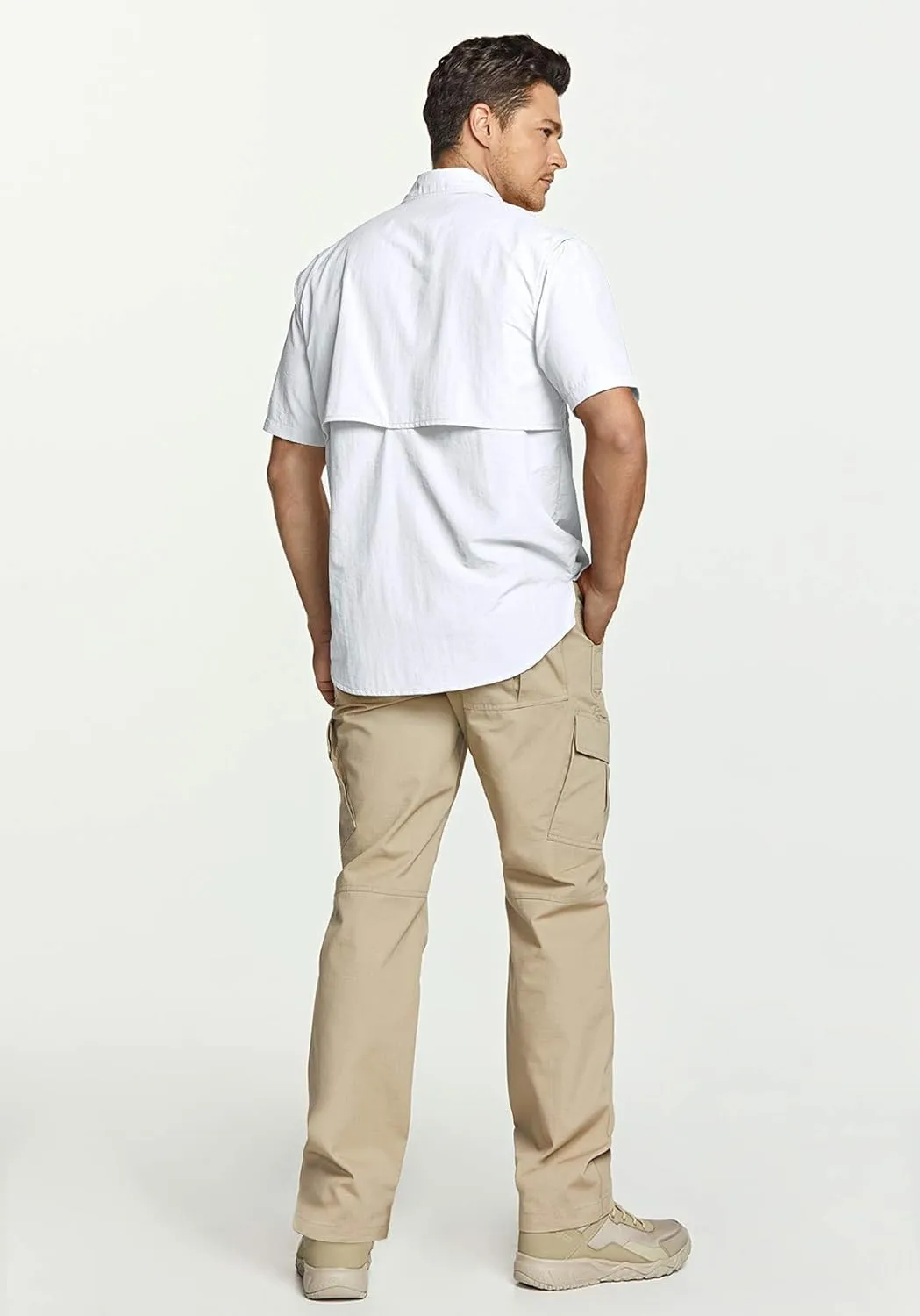 TSLA Men's Performance Fishing Shirt, UPF 50  Breathable Button Down Shirts, Outdoor Recreation Short Sleeve Shirt