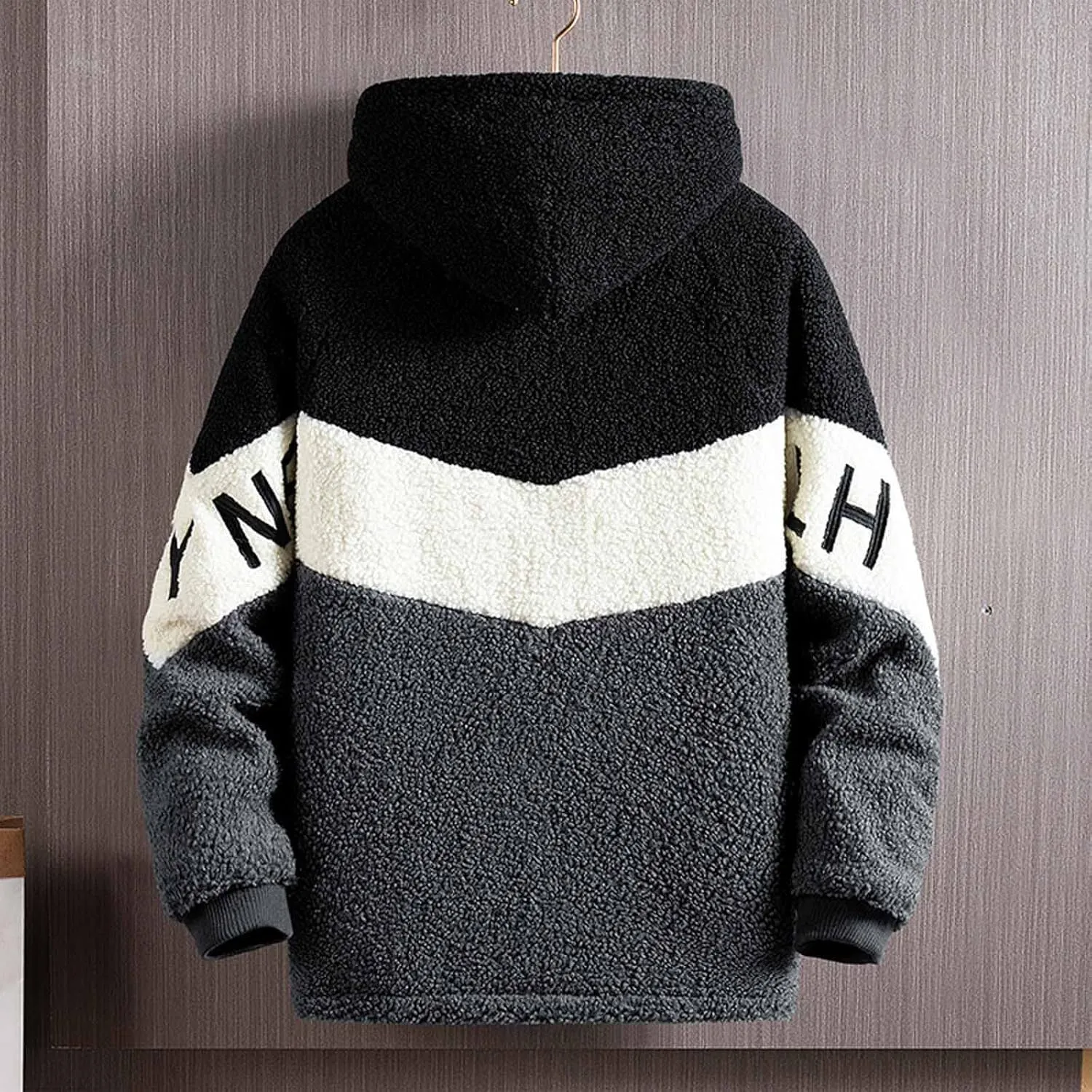 tuduoms Mens Big Tall Heavy Fleece Winter Coat Zip Up Fuzzy Sherpa Hoodie Sweatshirt Quilted Lined Warm Puffer Down Jacket
