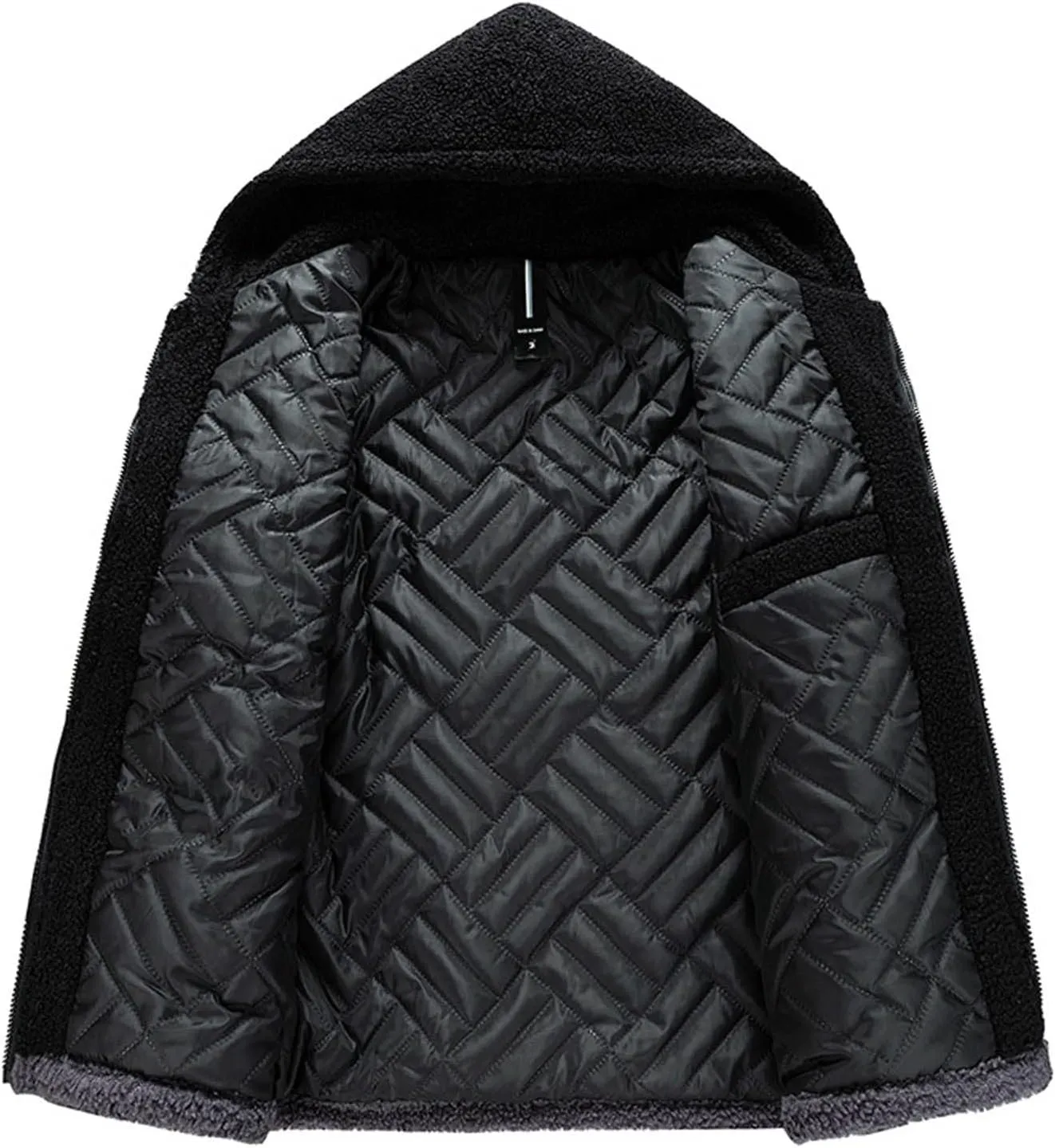 tuduoms Mens Big Tall Heavy Fleece Winter Coat Zip Up Fuzzy Sherpa Hoodie Sweatshirt Quilted Lined Warm Puffer Down Jacket