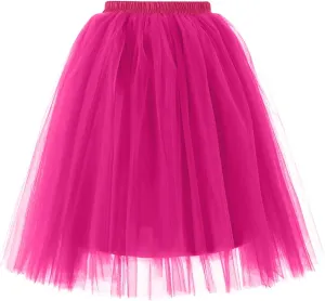 Tutu Skirts for Women Layered Ballet Tulle Pettiskirts Dress Tulle Midi Knee Length Skirt Adult Puffy Tutu Skirt