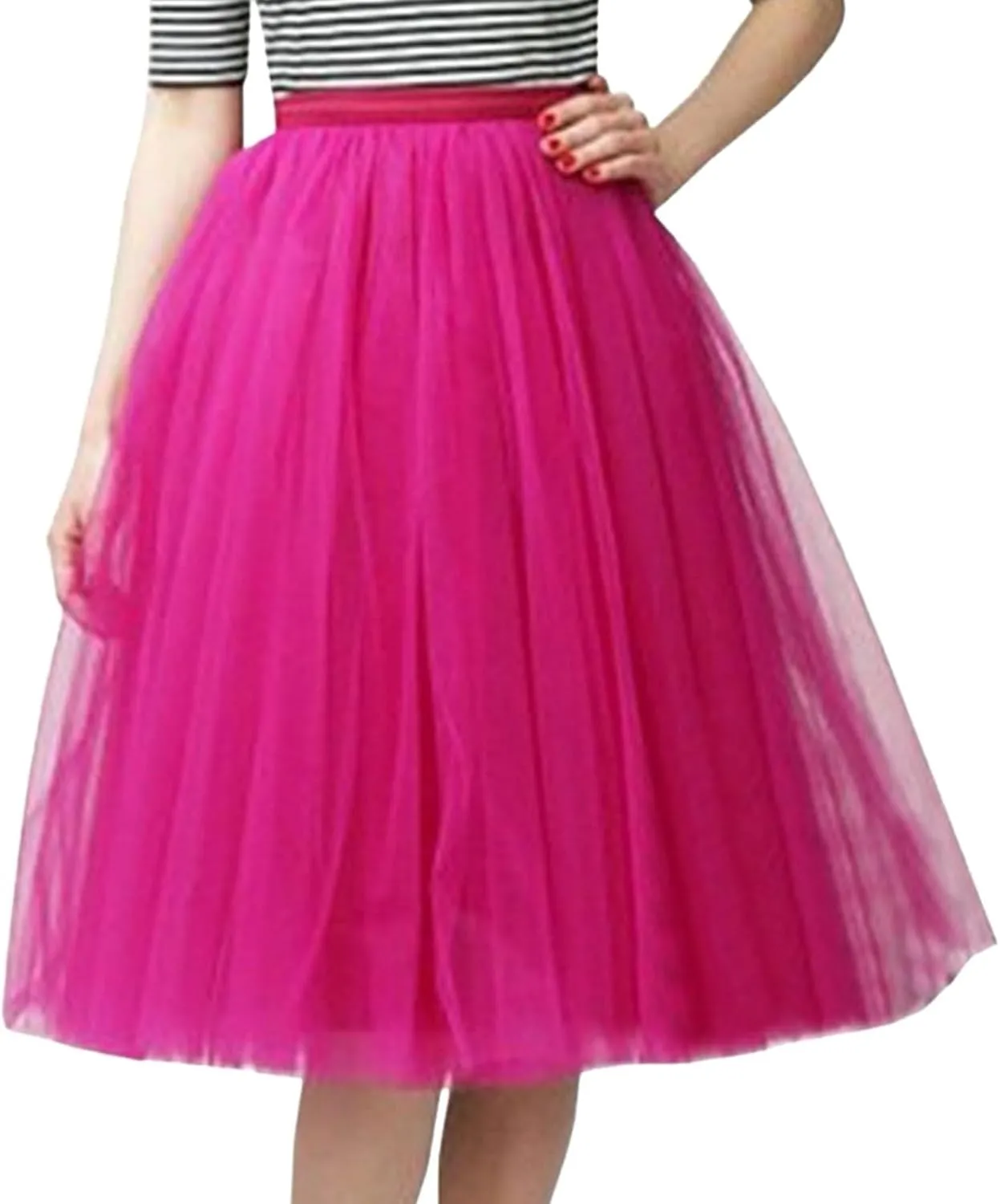 Tutu Skirts for Women Layered Ballet Tulle Pettiskirts Dress Tulle Midi Knee Length Skirt Adult Puffy Tutu Skirt