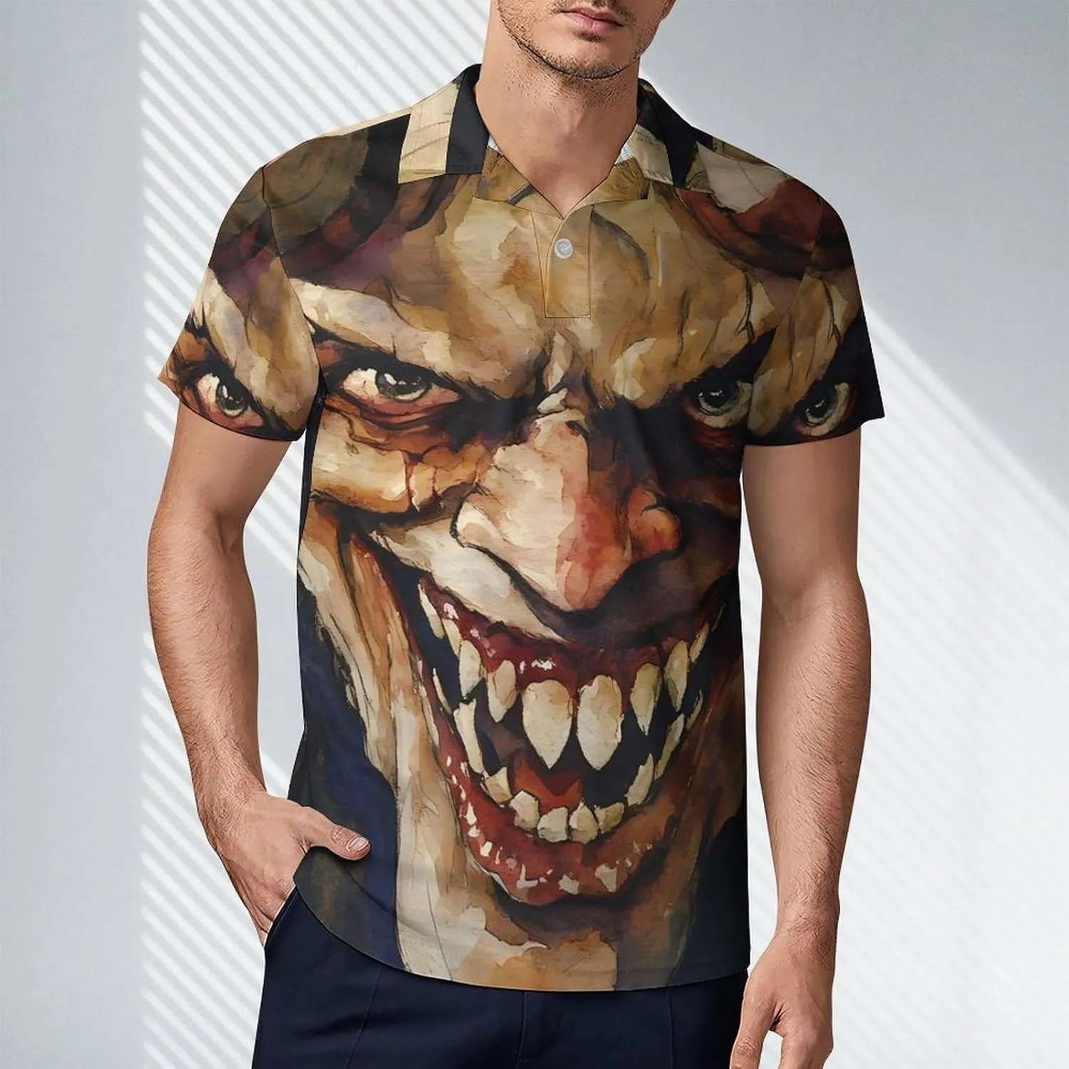 Ugly Demon Men's Polo-Shirt Regular-Fit Short Sleeve Sports Quick Dry Golf Tennis T-Shirt