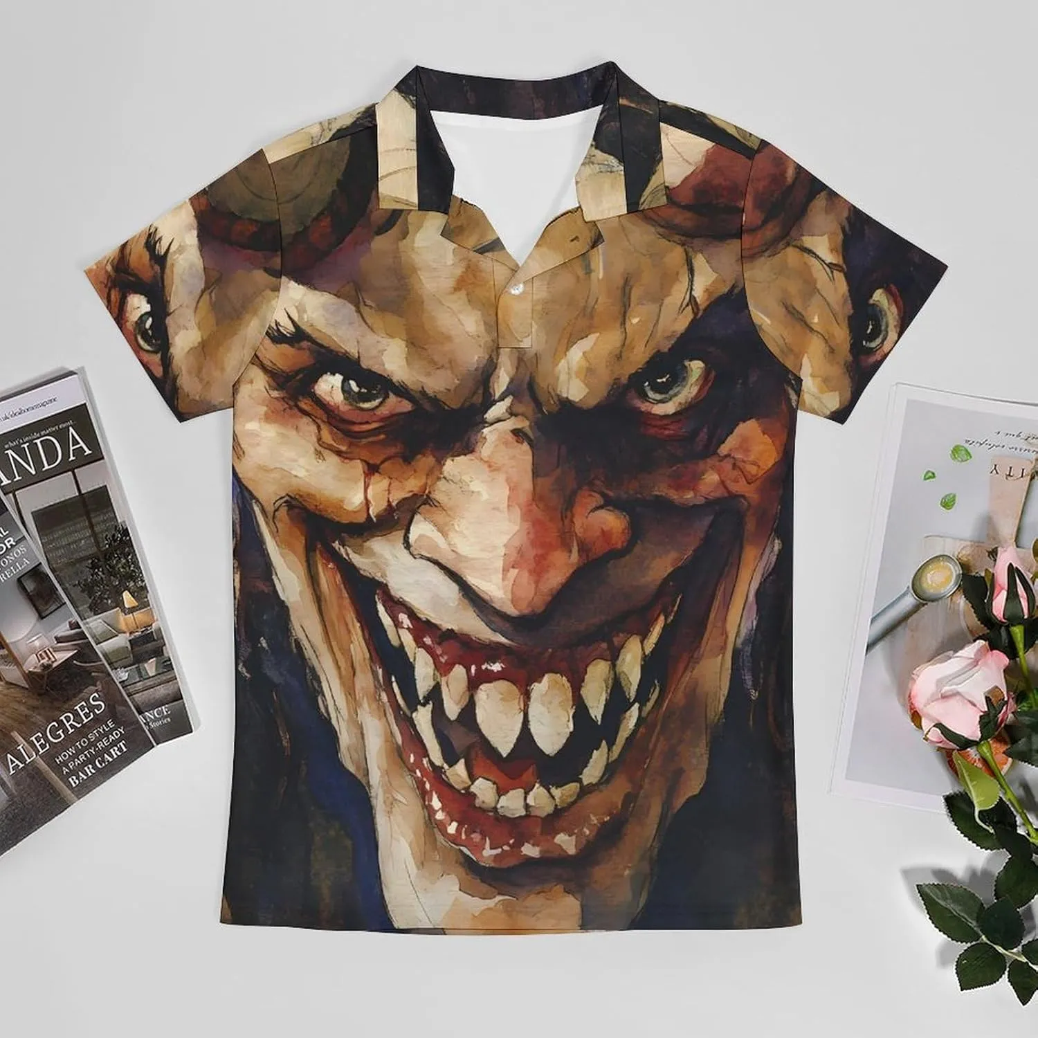 Ugly Demon Men's Polo-Shirt Regular-Fit Short Sleeve Sports Quick Dry Golf Tennis T-Shirt