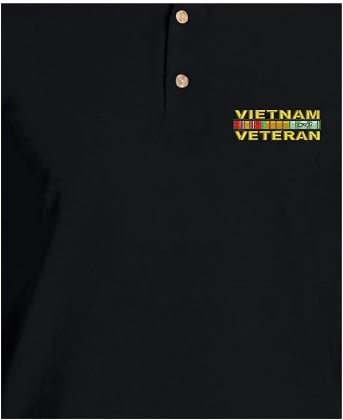 Vietnam Veteran Men's Polo T Shirt Embroidered Army USA Soldier Shirt