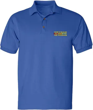 Vietnam Veteran Men's Polo T Shirt Embroidered Army USA Soldier Shirt