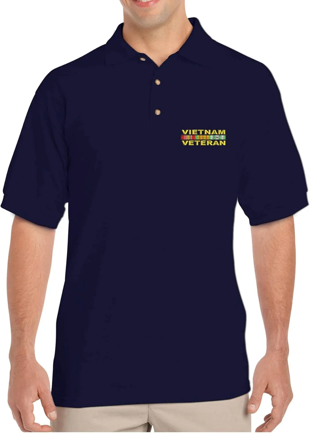 Vietnam Veteran Men's Polo T Shirt Embroidered Army USA Soldier Shirt