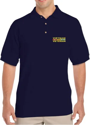 Vietnam Veteran Men's Polo T Shirt Embroidered Army USA Soldier Shirt