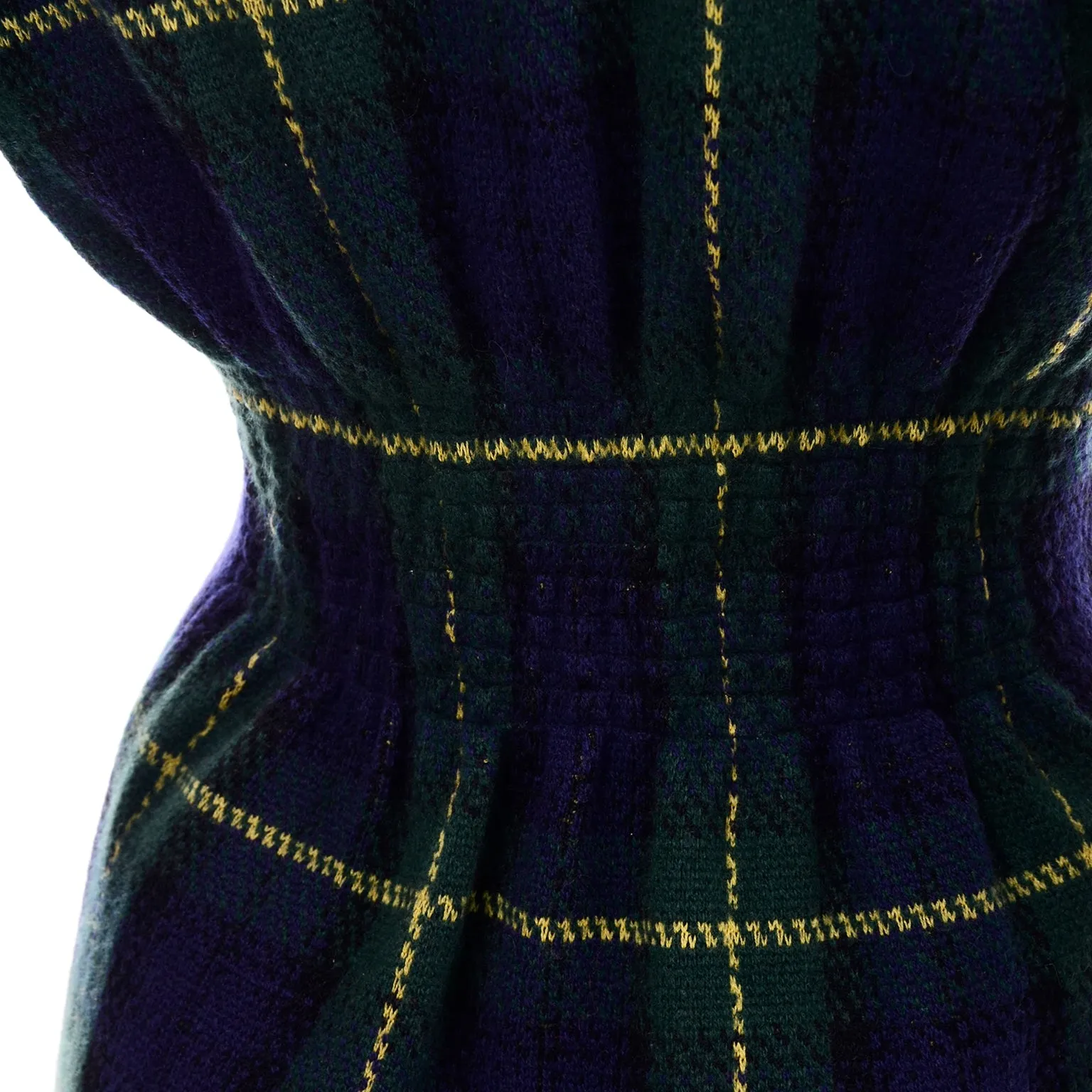 Vintage Valentino 2pc Green & Blue Plaid Cardigan Sweater & Top