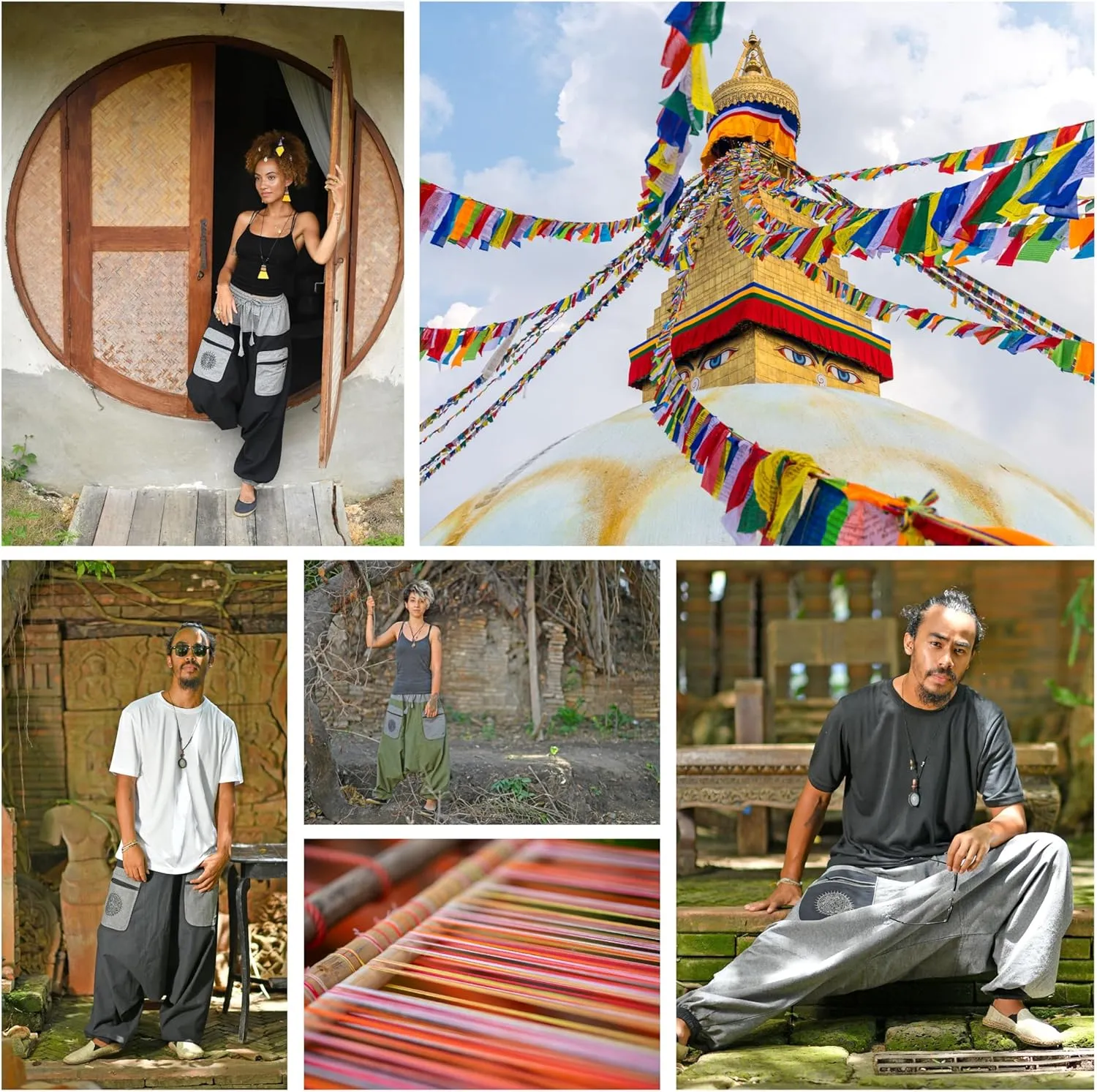 virblatt - Harem Pants Men & Harem Pants Women | Cotton | Drop Crotch Pants Men Genie Pants Aladdin Pants Hippie Rave