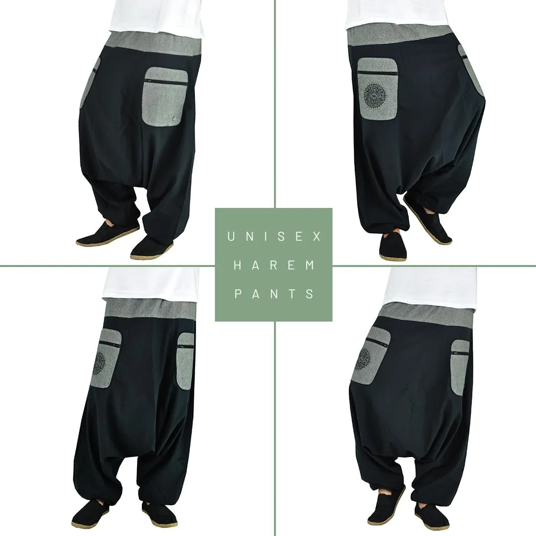 virblatt - Harem Pants Men & Harem Pants Women | Cotton | Drop Crotch Pants Men Genie Pants Aladdin Pants Hippie Rave
