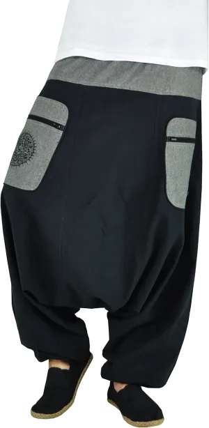 virblatt - Harem Pants Men & Harem Pants Women | Cotton | Drop Crotch Pants Men Genie Pants Aladdin Pants Hippie Rave
