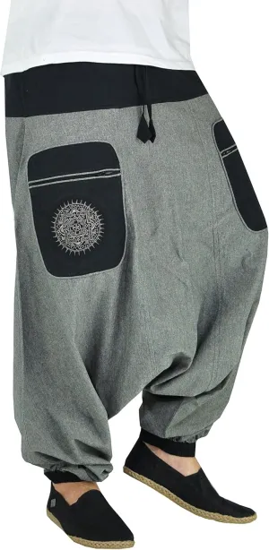 virblatt - Harem Pants Men & Harem Pants Women | Cotton | Drop Crotch Pants Men Genie Pants Aladdin Pants Hippie Rave