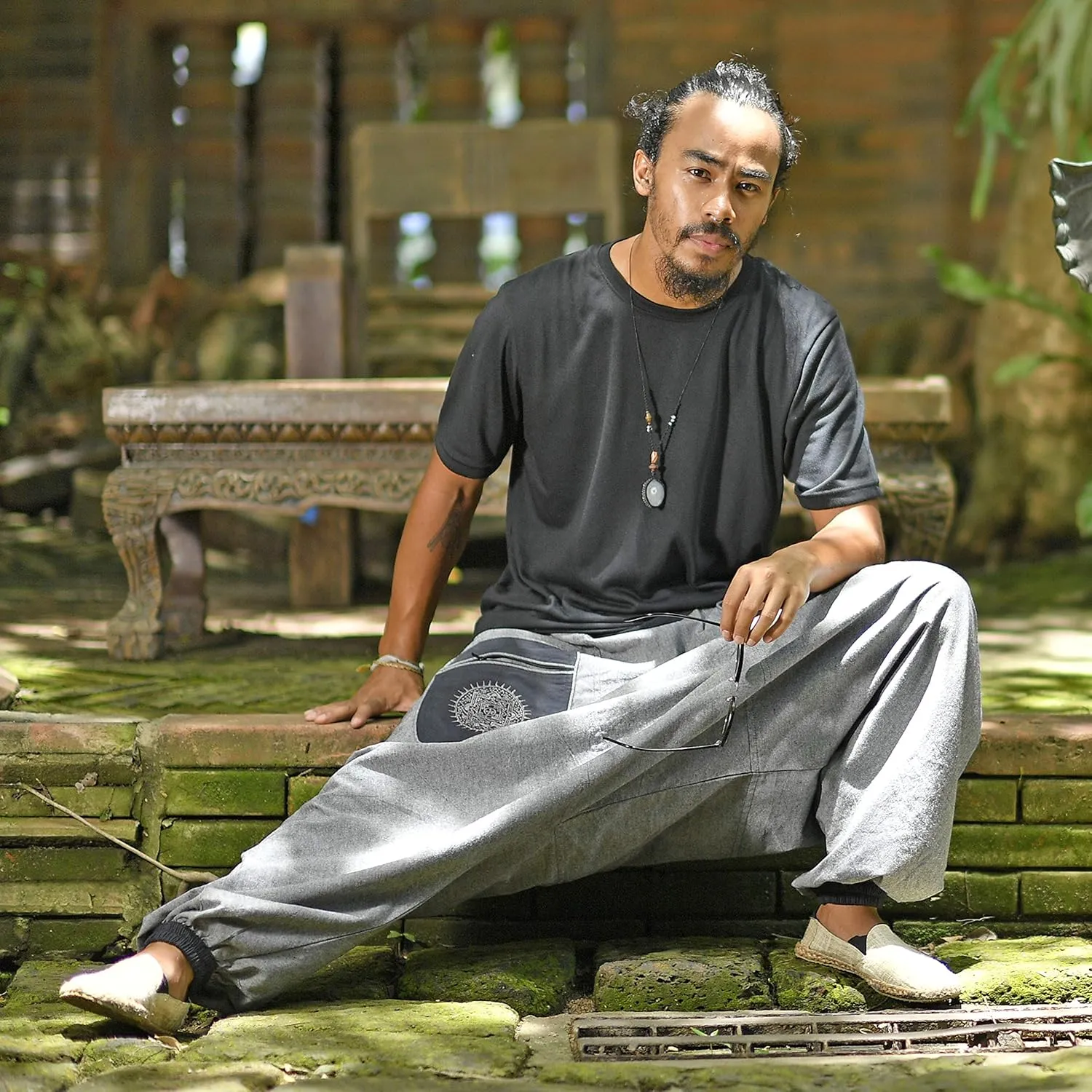 virblatt - Harem Pants Men & Harem Pants Women | Cotton | Drop Crotch Pants Men Genie Pants Aladdin Pants Hippie Rave