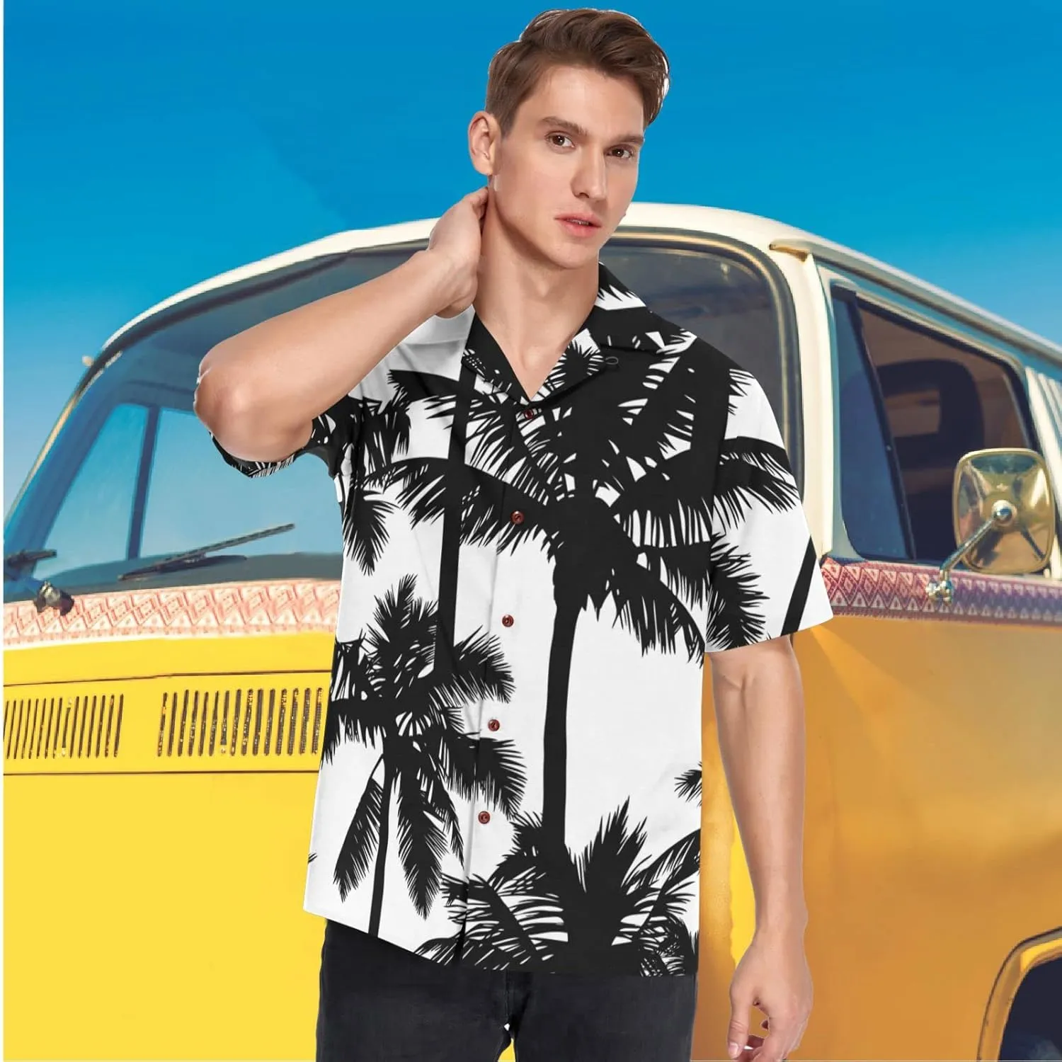 visesunny Mens Unique Pattern Hawaiian Shirt Beach Tropical Button Up Shirts Vacation Cruise Hawaii Summer Clothes