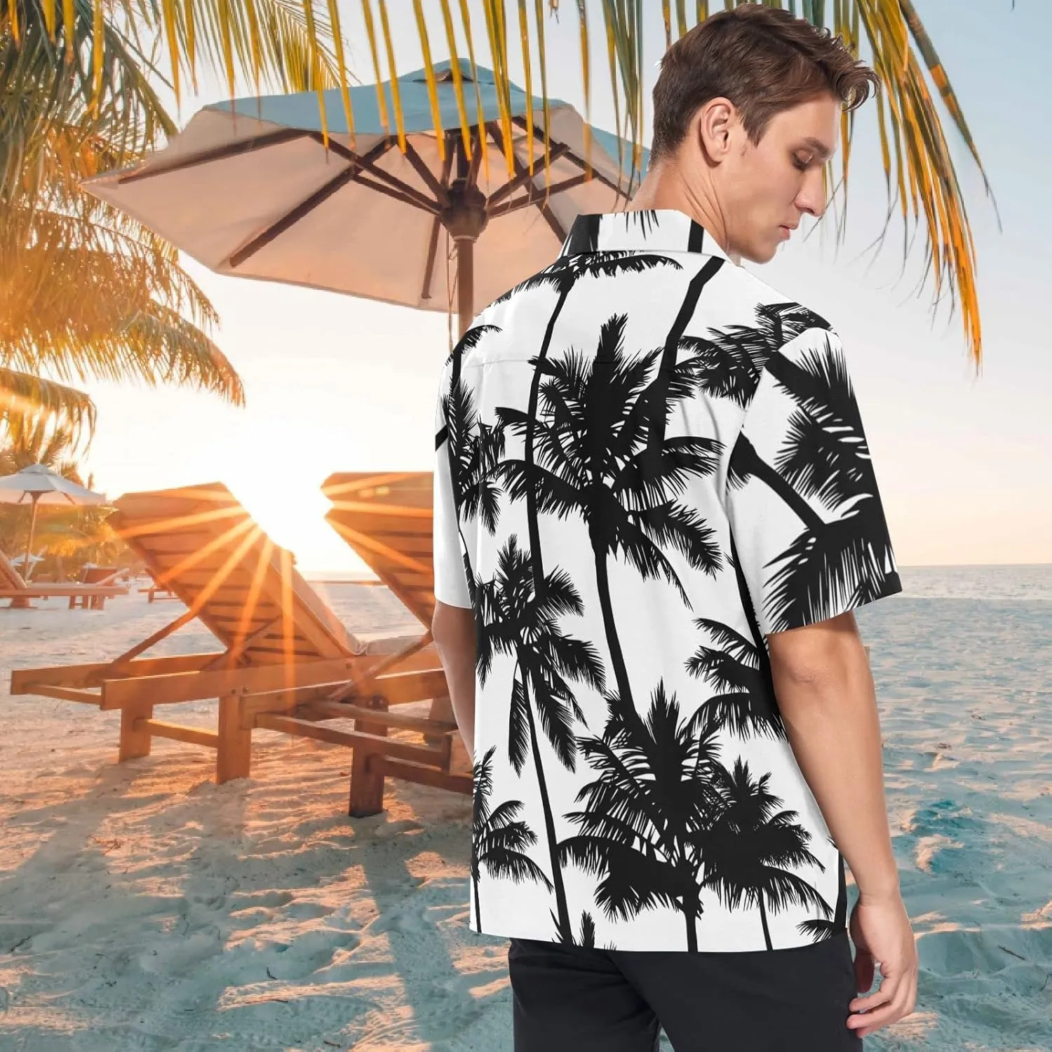 visesunny Mens Unique Pattern Hawaiian Shirt Beach Tropical Button Up Shirts Vacation Cruise Hawaii Summer Clothes