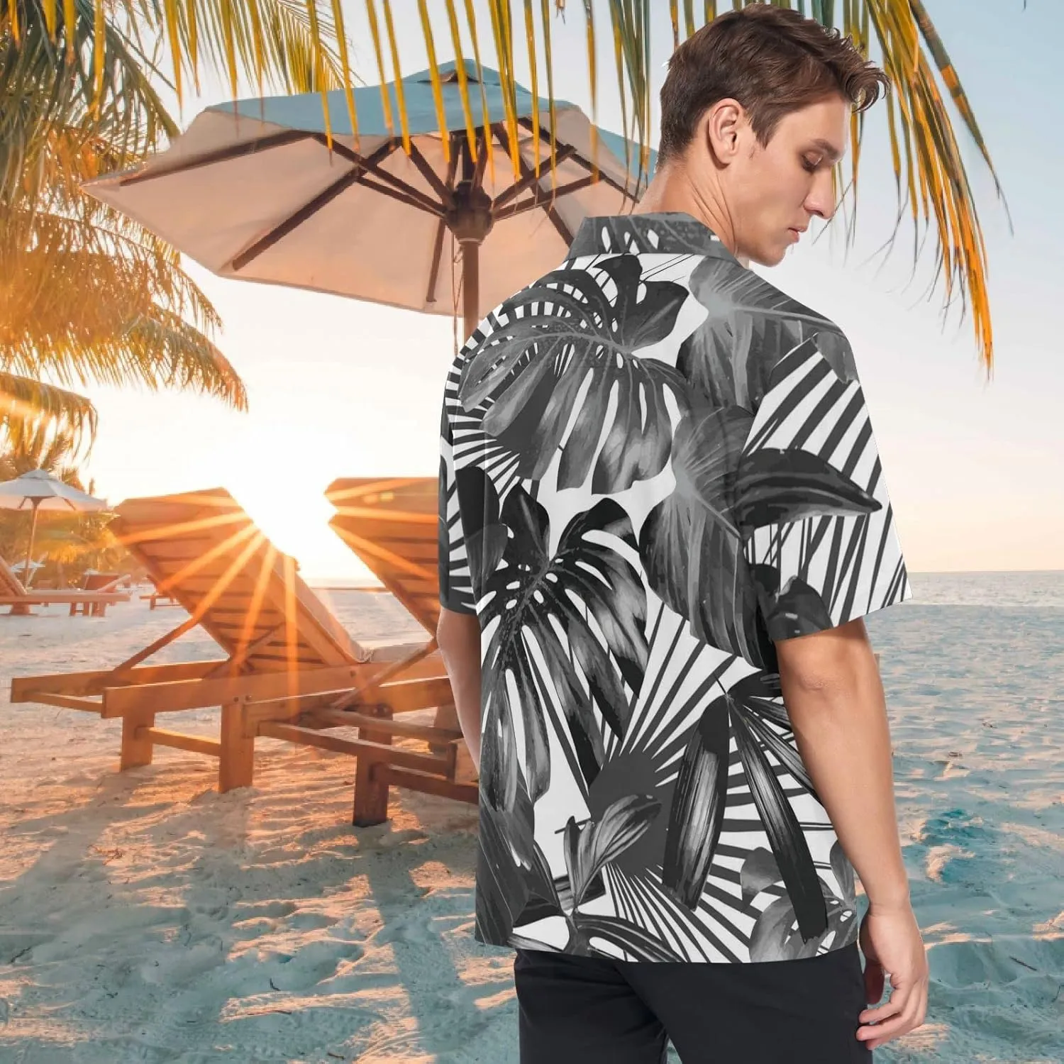 visesunny Mens Unique Pattern Hawaiian Shirt Beach Tropical Button Up Shirts Vacation Cruise Hawaii Summer Clothes