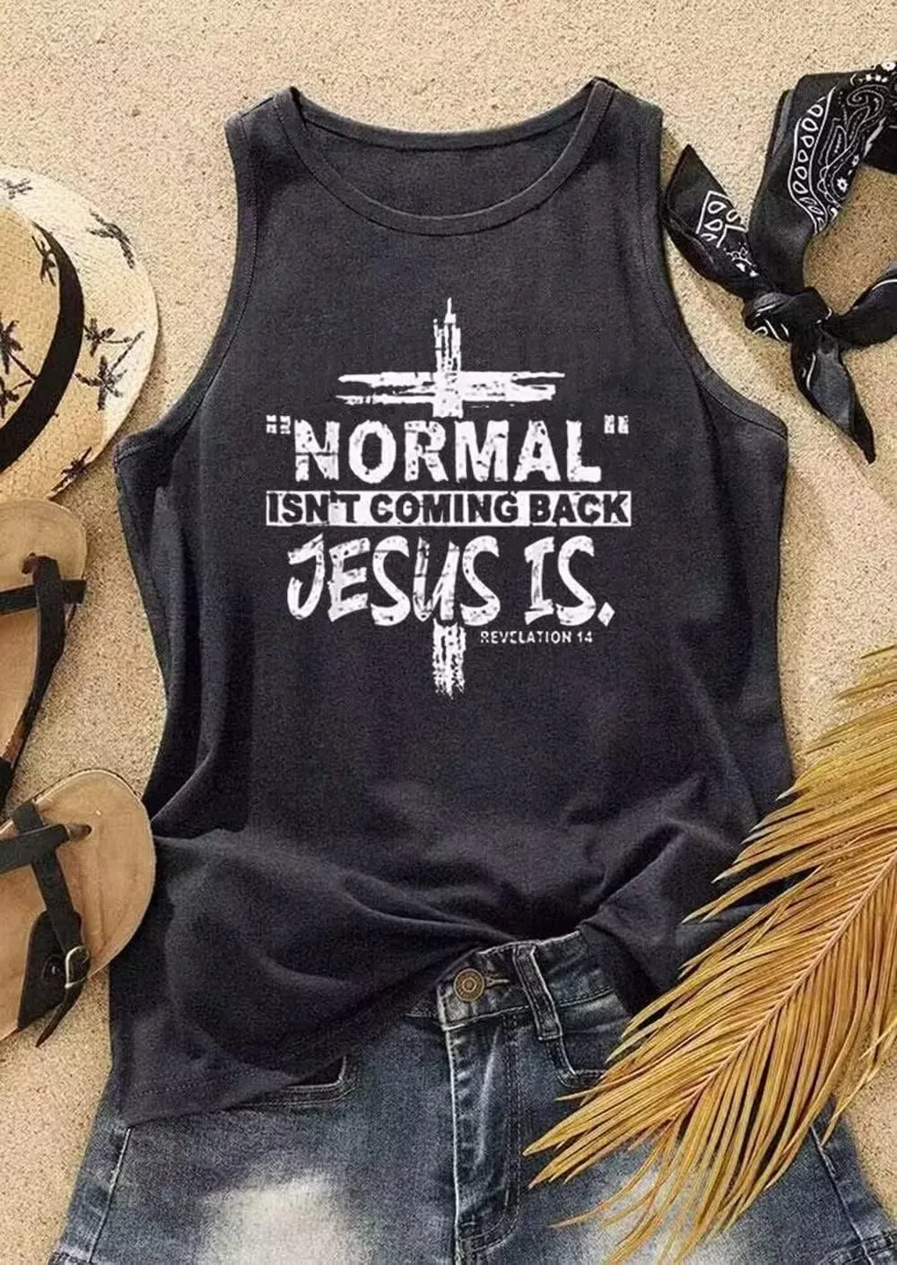 VKEGNIO Christian Tank Top for Women Vintage Bible Verse Boho Floral Graphic Sleeveless Shirt Christian Gifts Shirts Vest