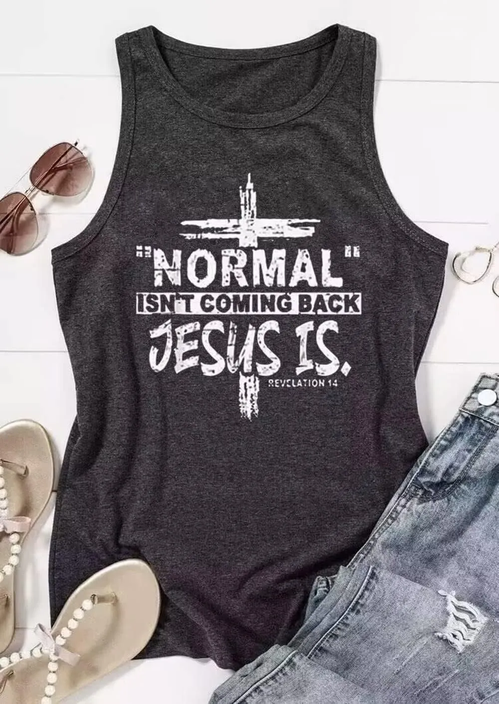 VKEGNIO Christian Tank Top for Women Vintage Bible Verse Boho Floral Graphic Sleeveless Shirt Christian Gifts Shirts Vest