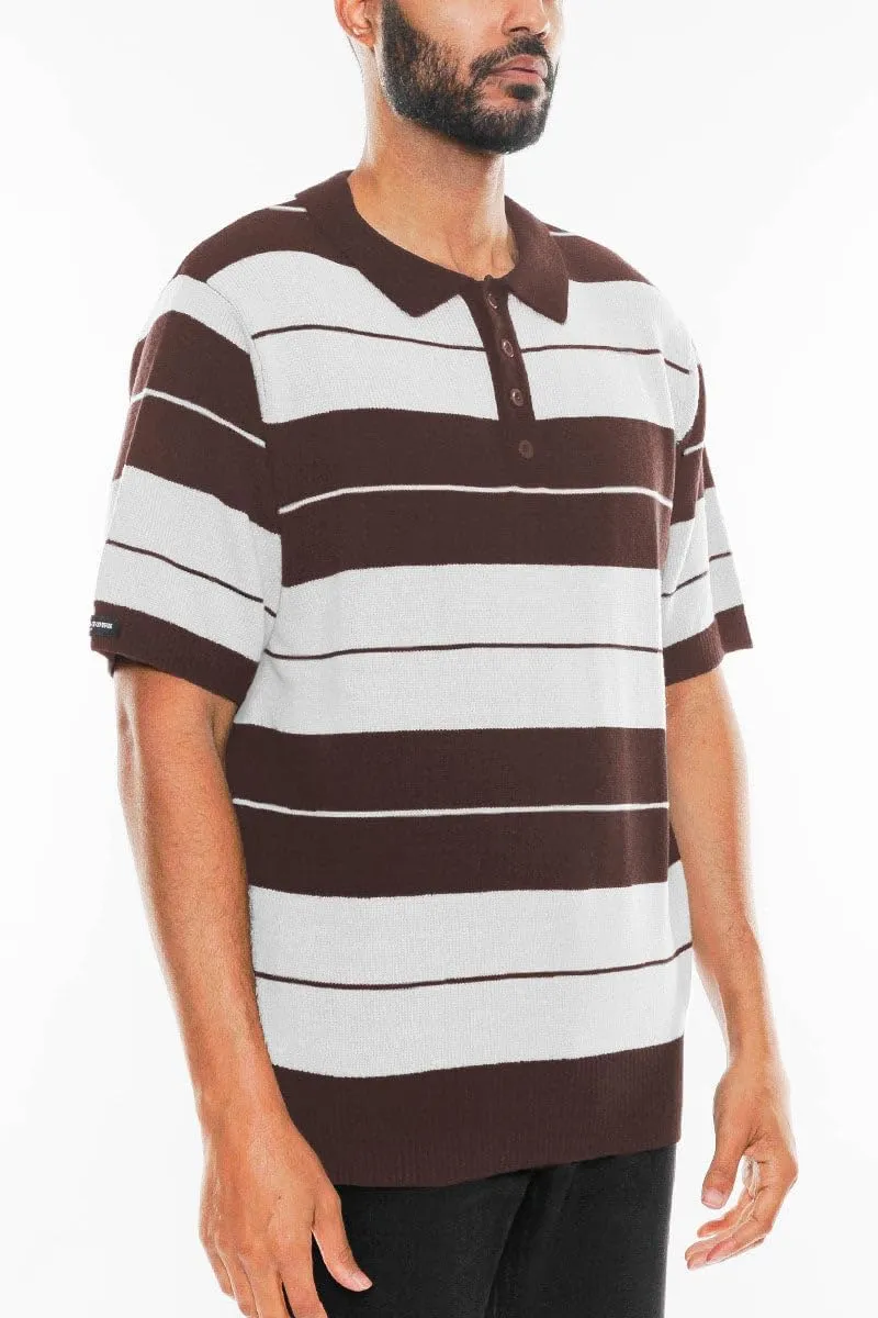 Weiv Men's Charlie Brown Polo Shirt S-5X Short Sleeve Shirt Midweight Acrylic Stretch Button Casual Top