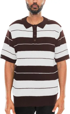 Weiv Men's Charlie Brown Polo Shirt S-5X Short Sleeve Shirt Midweight Acrylic Stretch Button Casual Top