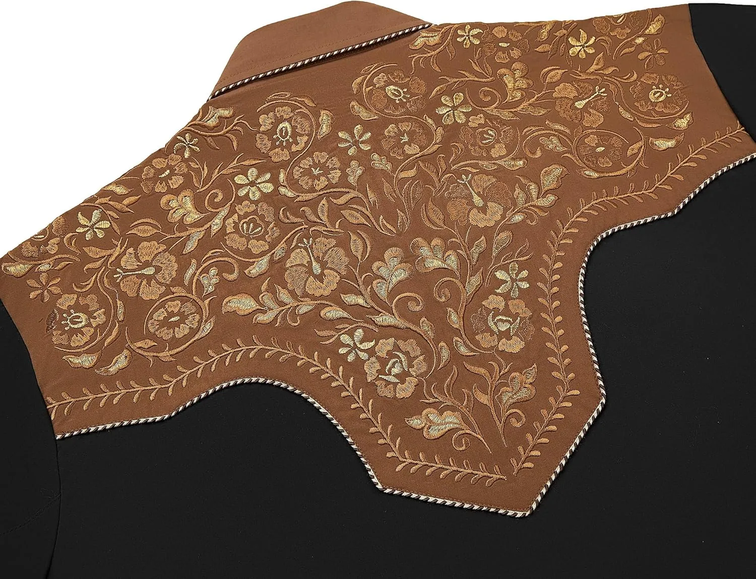 Western Embroidered Cowboy Shirts for Men, Casual Button Down Long Sleeve Shirt Floral Design Retro Shirt