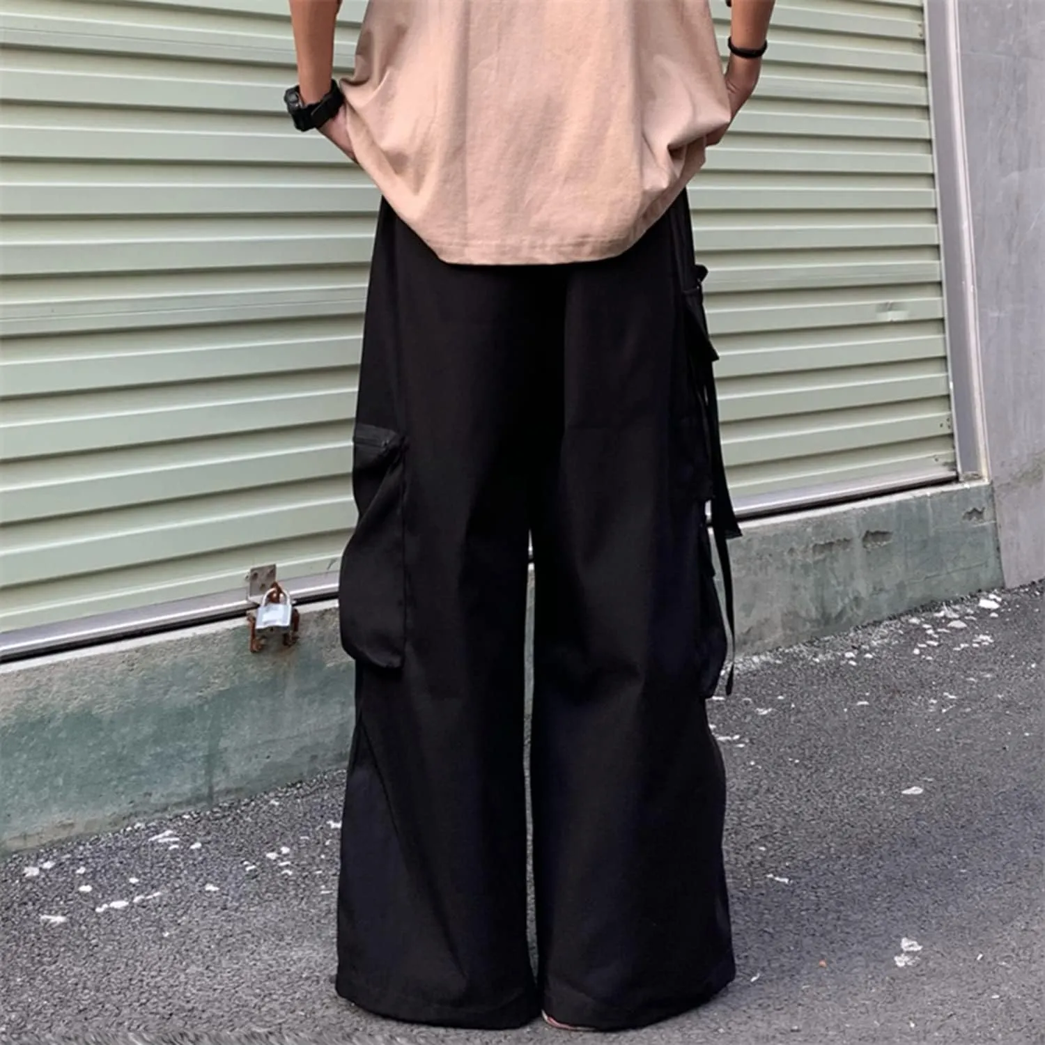Wide Leg Cargo Pants Punk Baggy Drawstring Trousers Harajuku Fashion Wide Straight Leg Sweatpants Joggers