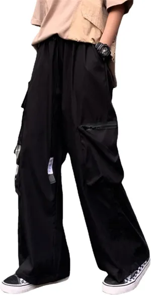 Wide Leg Cargo Pants Punk Baggy Drawstring Trousers Harajuku Fashion Wide Straight Leg Sweatpants Joggers