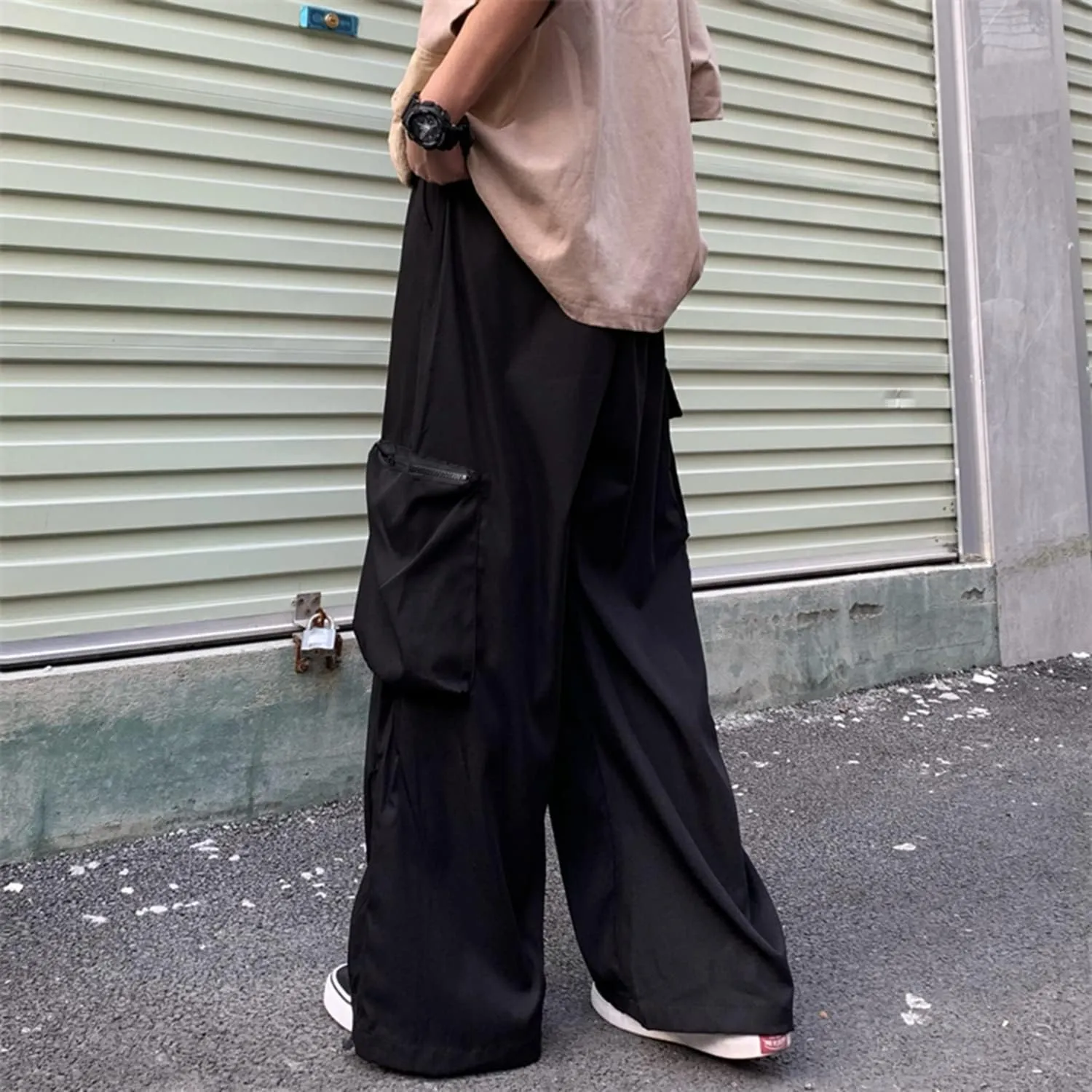 Wide Leg Cargo Pants Punk Baggy Drawstring Trousers Harajuku Fashion Wide Straight Leg Sweatpants Joggers