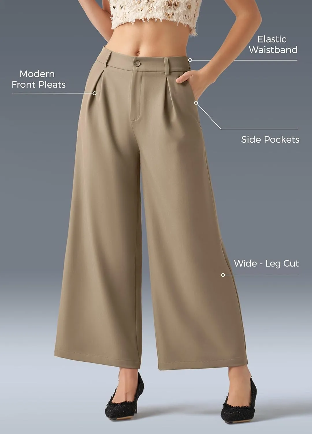 Willit Women's Wide Leg Pants Work Dress Pants Casual Palazzo Pants High Waisted Business Office Slacks 25"/27"/29"