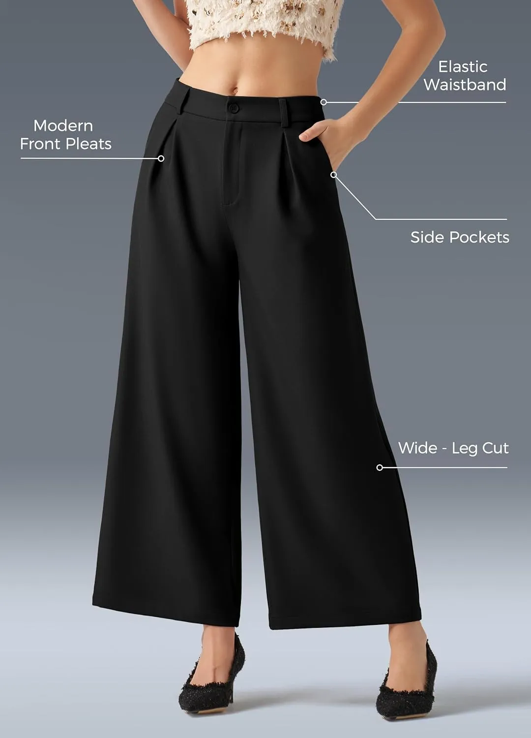 Willit Women's Wide Leg Pants Work Dress Pants Casual Palazzo Pants High Waisted Business Office Slacks 25"/27"/29"