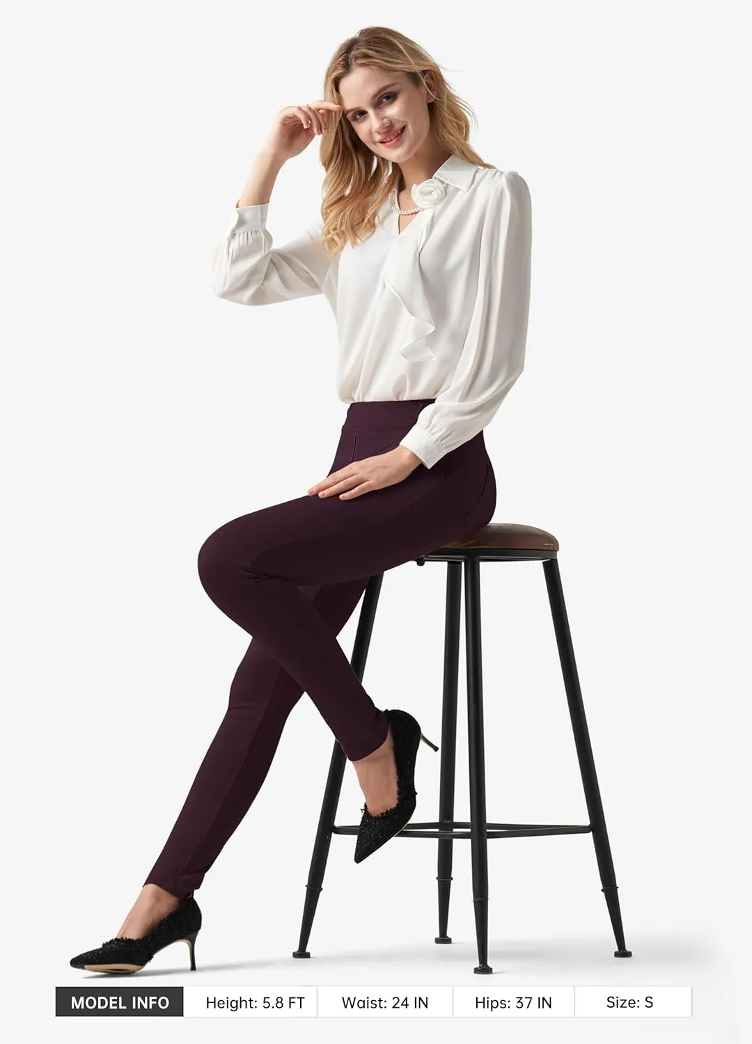 Willit Women's Yoga Dress Pants Skinny Work Slacks Leggings Stretch Office Pants High Waisted Business Casual Pants 27"/28"