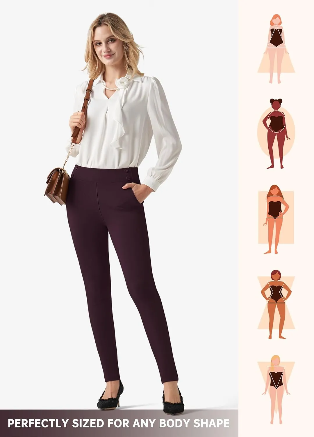 Willit Women's Yoga Dress Pants Skinny Work Slacks Leggings Stretch Office Pants High Waisted Business Casual Pants 27"/28"