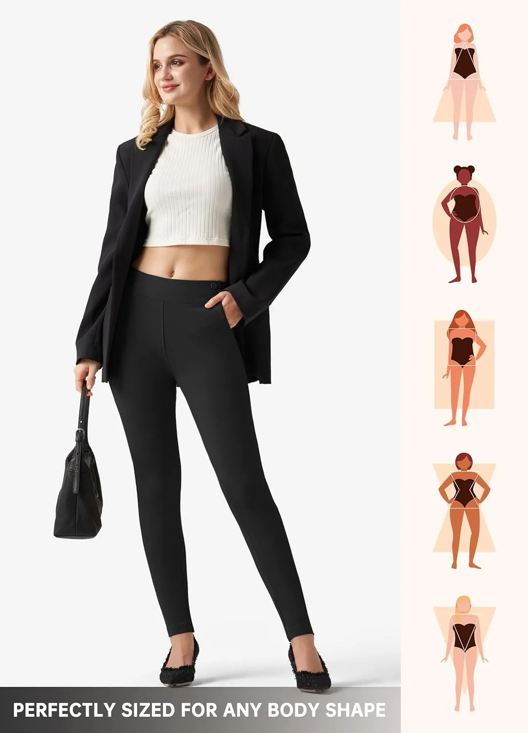 Willit Women's Yoga Dress Pants Skinny Work Slacks Leggings Stretch Office Pants High Waisted Business Casual Pants 27"/28"