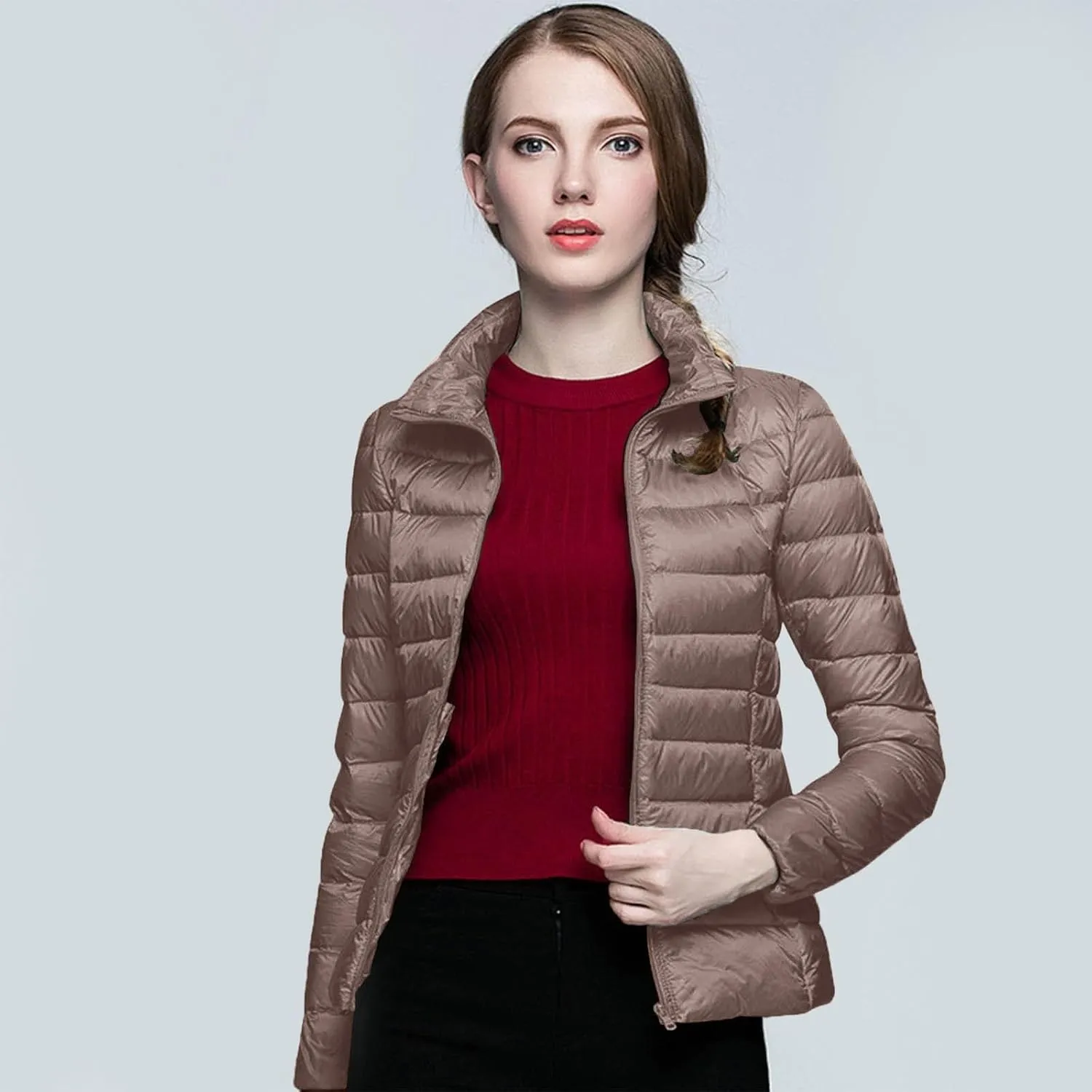 Winter Coats for Women Fashion Solid Long Sleeve Puffer Jacket Lightweight Recycled Down Coat 2024 Insulation Outwear