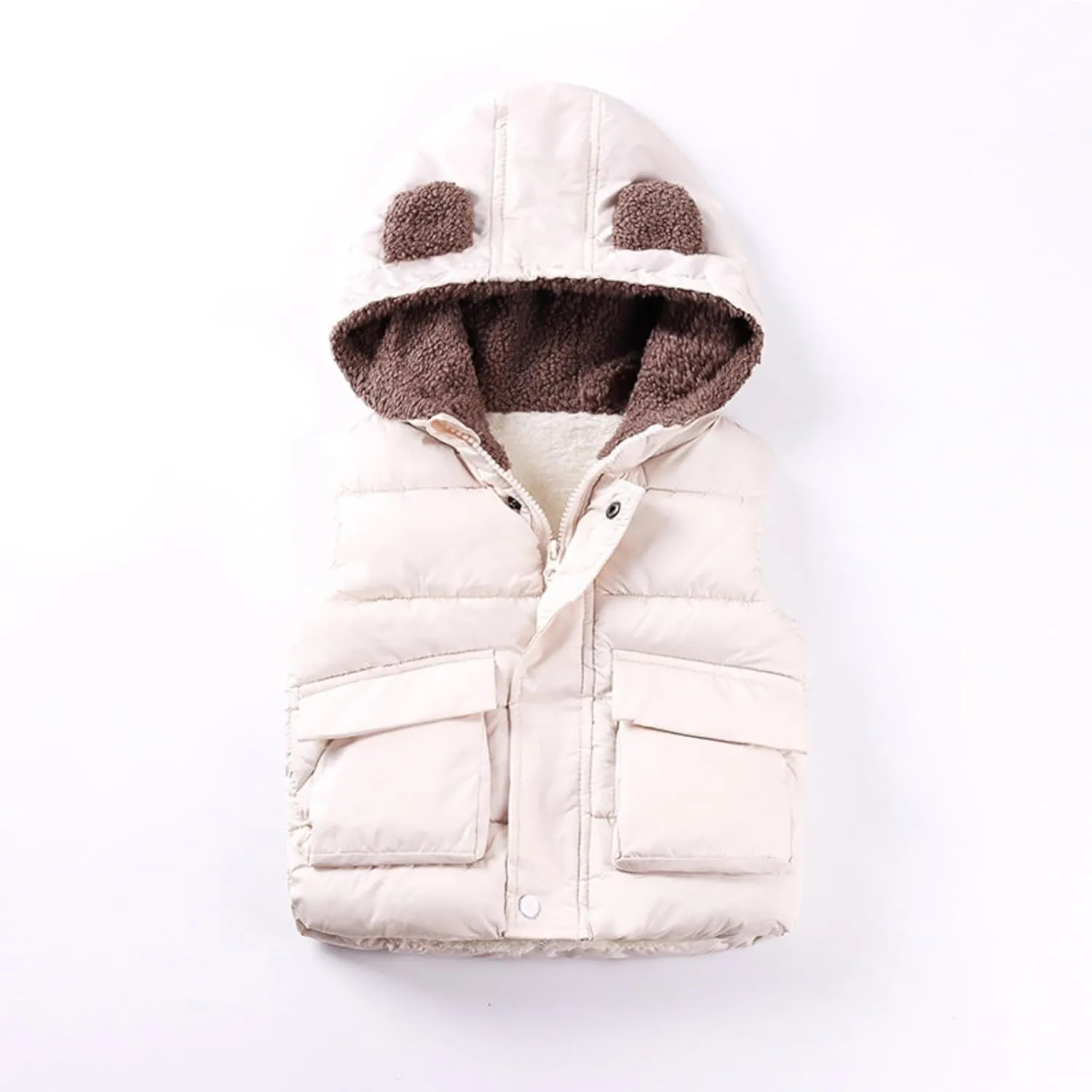 Winter Coats Girls Size 8 Boys And Girls Fall And Winter Bear Padded Hooded Vest Zipper Cotton Jacket Girls Bubble Coat