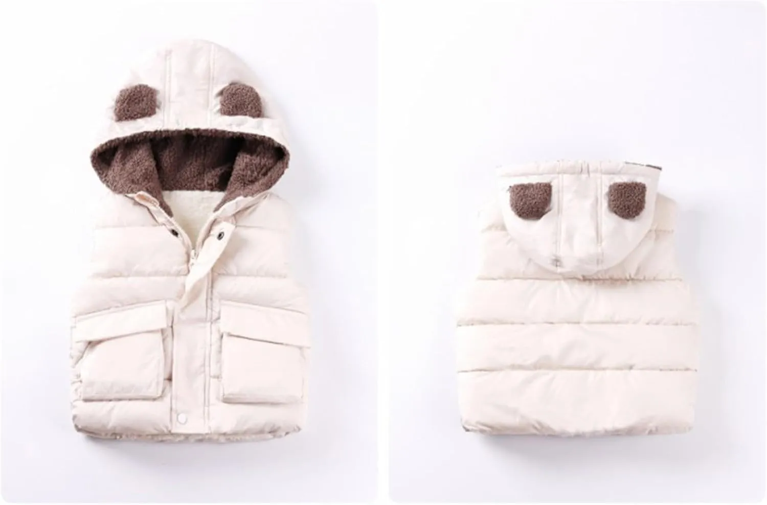 Winter Coats Girls Size 8 Boys And Girls Fall And Winter Bear Padded Hooded Vest Zipper Cotton Jacket Girls Bubble Coat