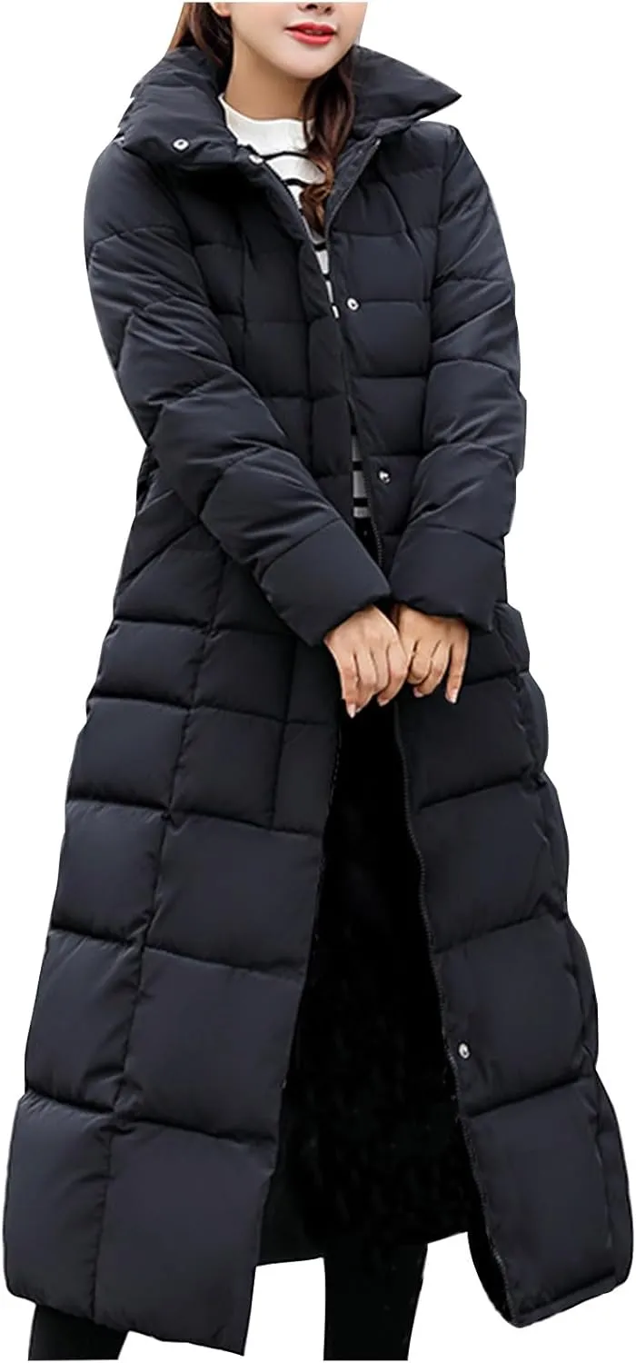 Winter Warm Coats for Women Thick Cotton Down Jacket Solid Color Hooded Padded Outerwear with Detachable Fur Collar