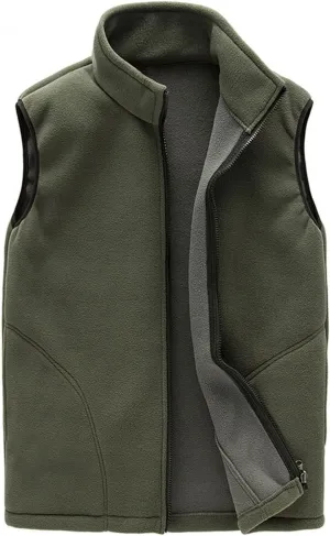 Wkishenl Women's Fleece Vest Solid Stand Collar Sleeveless Jacket Coat Fall Fuzzy Sherpa Lightweight Vest Zipper Waistcoat
