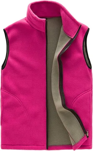 Wkishenl Women's Fleece Vest Solid Stand Collar Sleeveless Jacket Coat Fall Fuzzy Sherpa Lightweight Vest Zipper Waistcoat