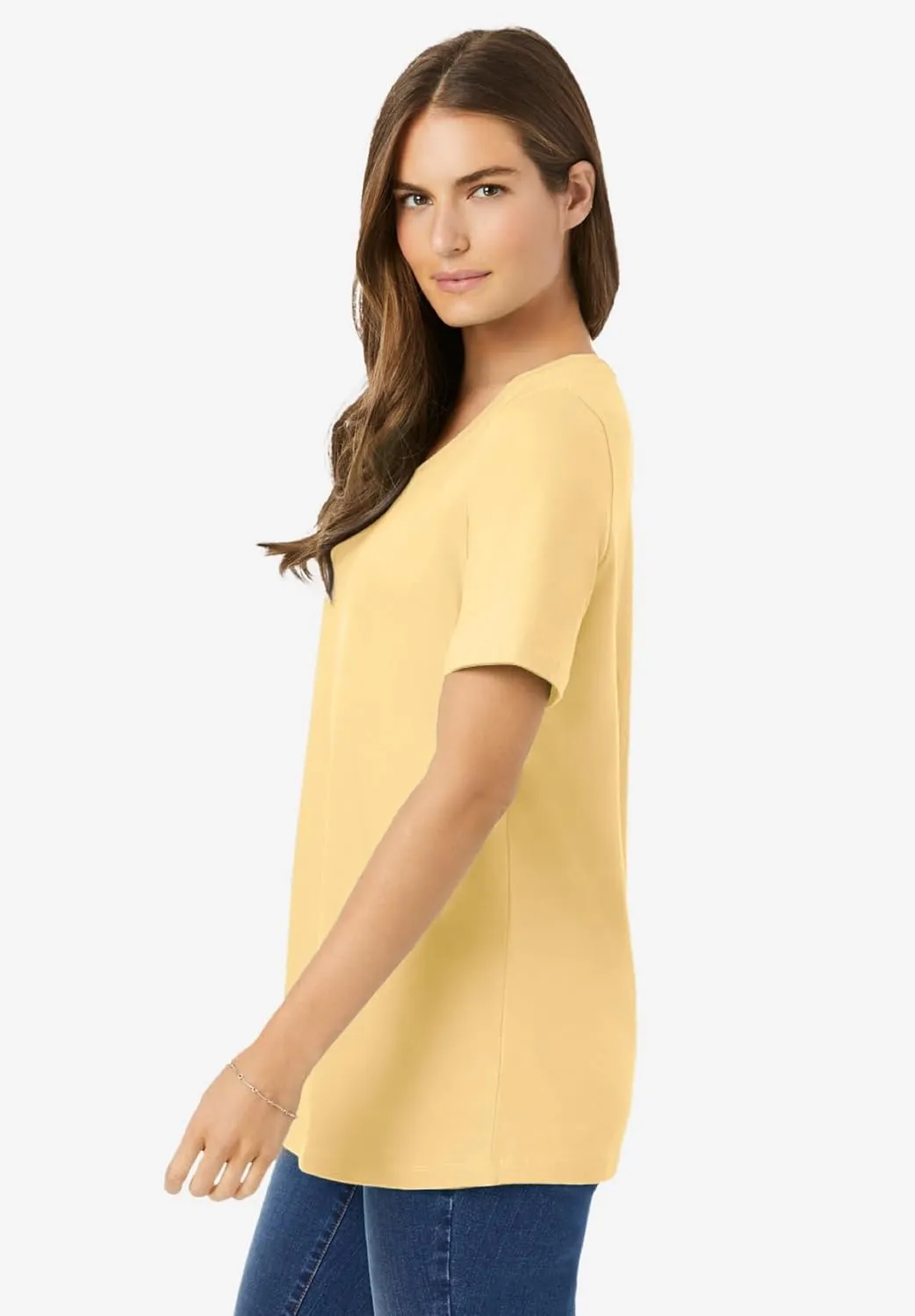 Woman Within Women's Plus Size Perfect Short-Sleeve Scoopneck Tee