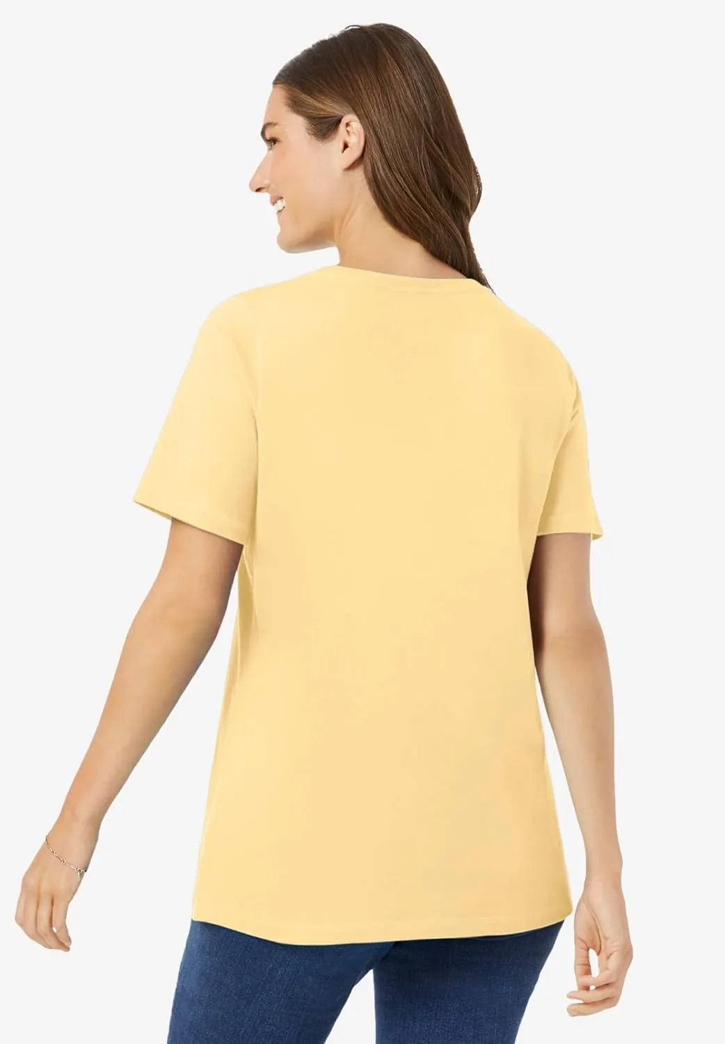 Woman Within Women's Plus Size Perfect Short-Sleeve Scoopneck Tee