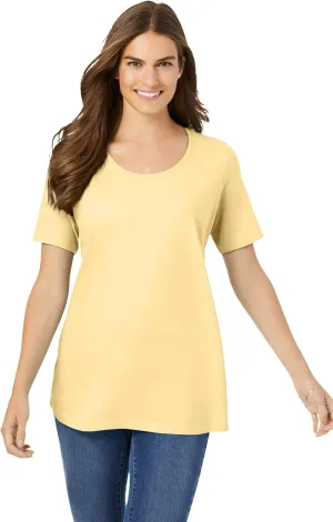 Woman Within Women's Plus Size Perfect Short-Sleeve Scoopneck Tee