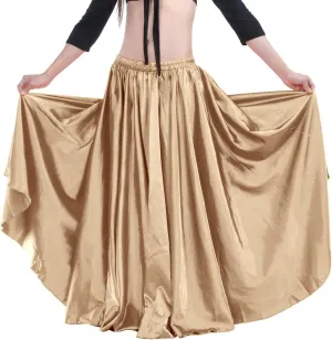 Women 38' Long Satin Full Shiny Dance Maxi Skirt for Latin Belly Dancing Performance Costume Cosplay Party Travel