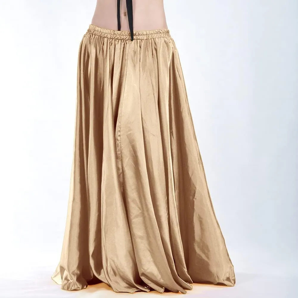 Women 38' Long Satin Full Shiny Dance Maxi Skirt for Latin Belly Dancing Performance Costume Cosplay Party Travel