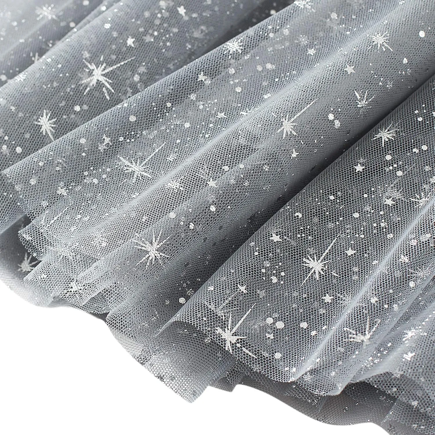 Women a Line Tulle Skirt Elastic Waist Layered Ruffle Midi Skirt Star Print Pleated Skirt Concert Skirt