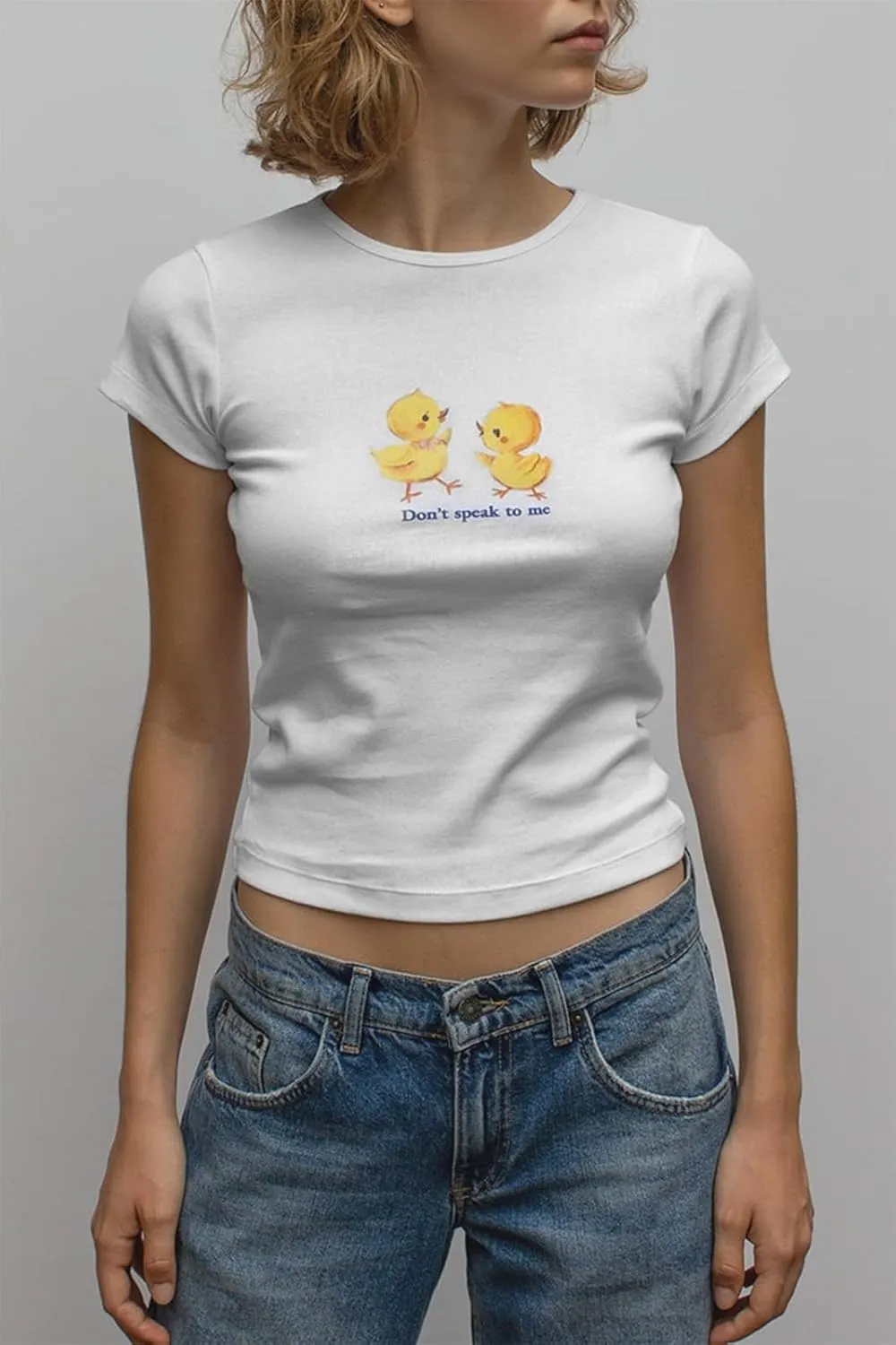 Women Baby Tees Y2K Graphic Print Crop Top Cute Vintage Short Sleeve T-Shirt 90s Slim Fit Cropped Tee Streetwear