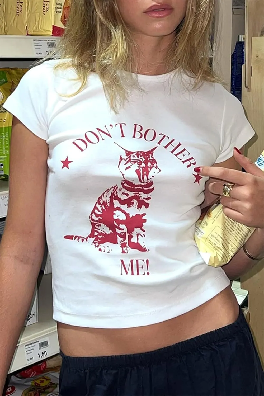 Women Baby Tees Y2K Graphic Print Crop Top Cute Vintage Short Sleeve T-Shirt 90s Slim Fit Cropped Tee Streetwear
