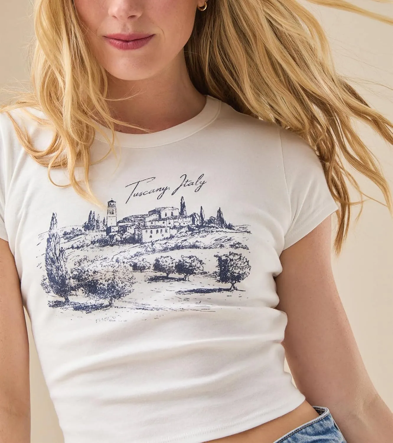 Women Baby Tees Y2K Graphic Print Crop Top Cute Vintage Short Sleeve T-Shirt 90s Slim Fit Cropped Tee Streetwear
