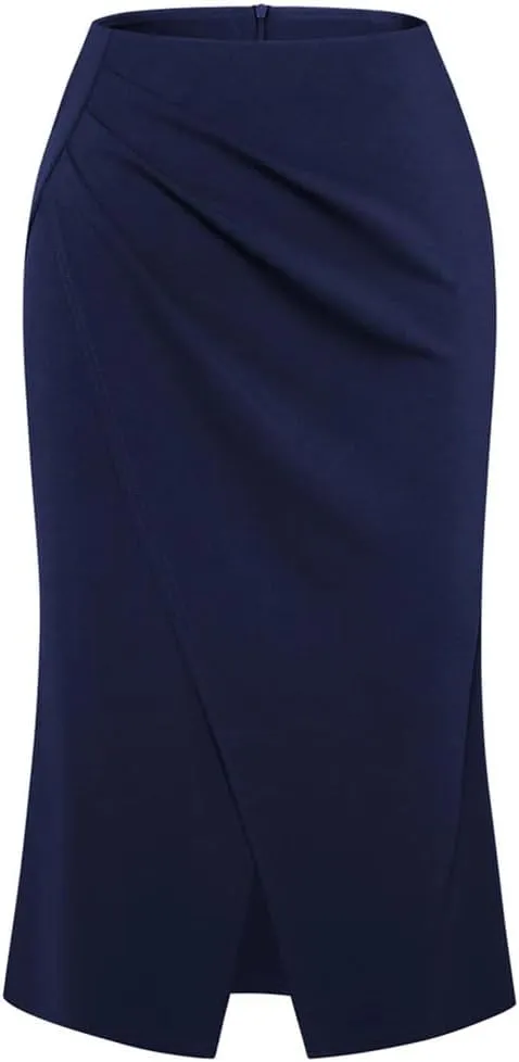 Women Elastic High Waist Length Bodycon Skirts Womens Solid Color Casual Skirt Midi Slim Fit Skirt