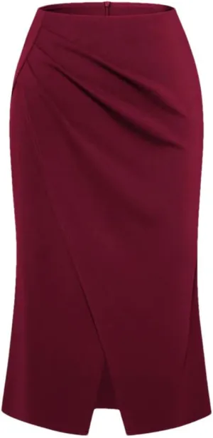 Women Elastic High Waist Length Bodycon Skirts Womens Solid Color Casual Skirt Midi Slim Fit Skirt